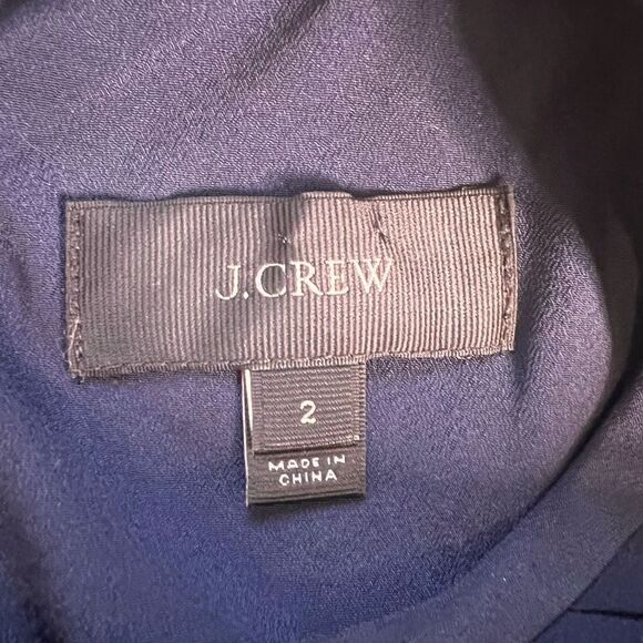 J.Crew Womens Navy Blue Short-Sleeve Crew-Neck Chiffon Ruffle Shift Dress Size 2 - Picture 6 of 10